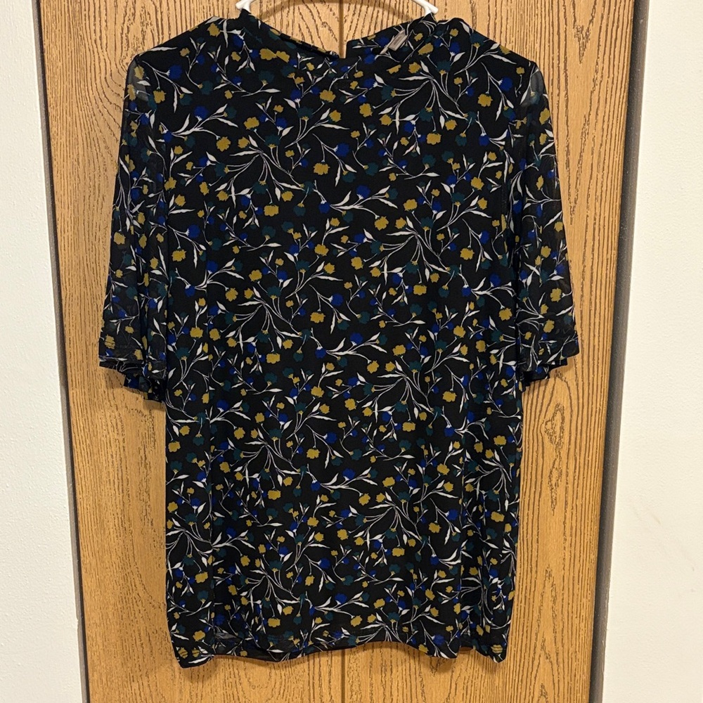 Anne Klein Black Floral Blouse
